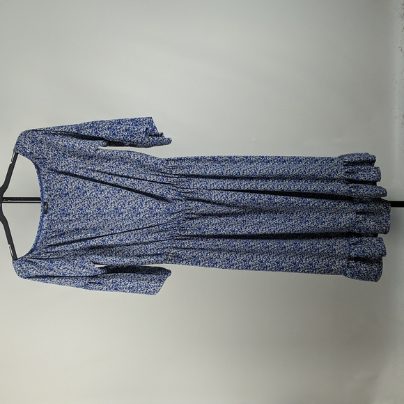 RTM Dress Size 22 Cream Blue Floral Maxi Ruffle 3/4 Sleeves Off-the-Shoulder NEW - Picture 2 of 7